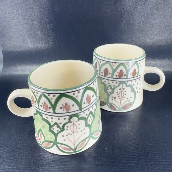 Botanical Bliss Stoneware Mug Cup Set 2 Ceramic Porcelain Coffee Mug Cup Set - Picture 14 of 15